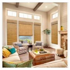 Modern Farmhouse Honey Flat-Weave Cordless Bamboo Shade 26.5" W x 72" L