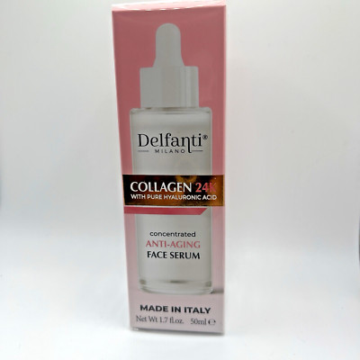 Delfanti Milano Collagen 24K Pure Hyaluronic Acid Antiaging Face Serum shea Skin