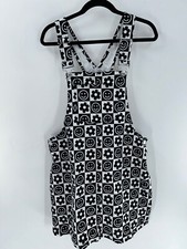 Women's Forever 21 Black And White Smiley Face Flower Overall Dress Size 0X