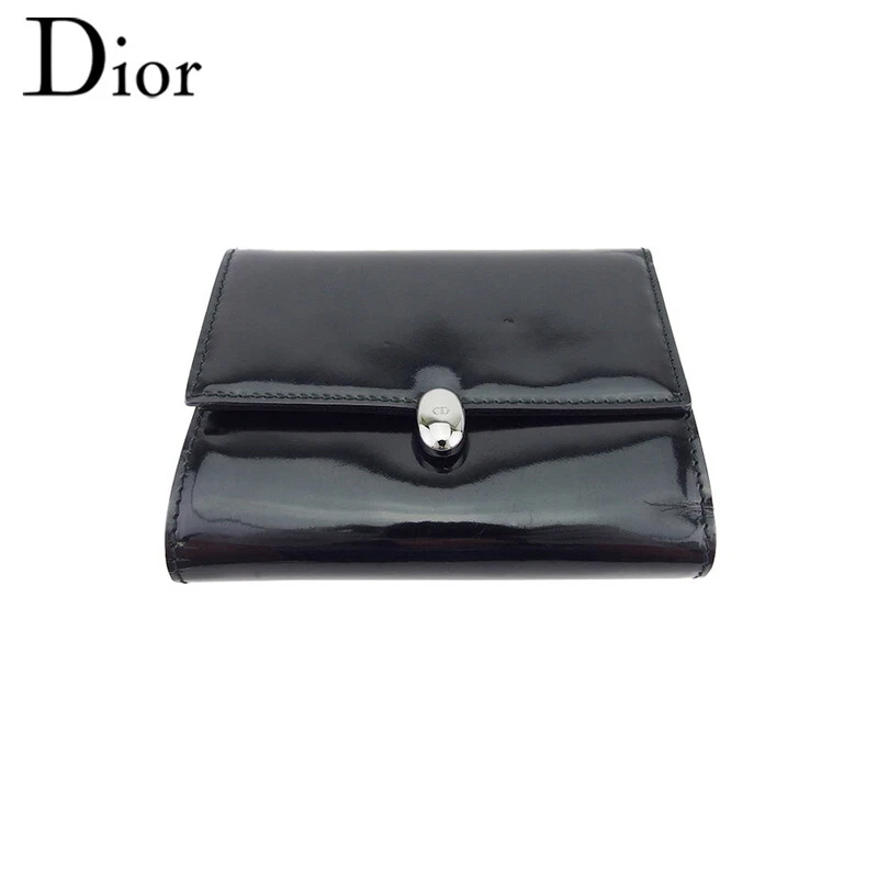 Portefeuille Dior triple marque CD cuir émaillé authentique occasion T22597