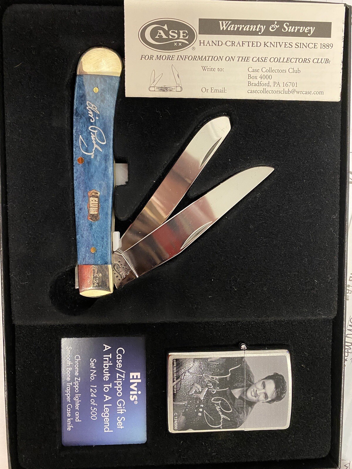 Elvis Zippo Lighter and Case Knife Gift Set.  Very Rare - Set Number 131 of 500