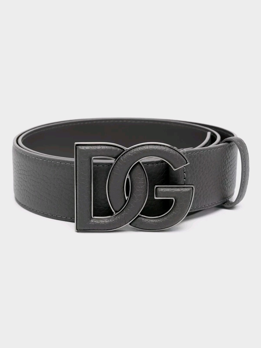 DOLCE & GABBANA gray DG buckle leather belt Size 105 38