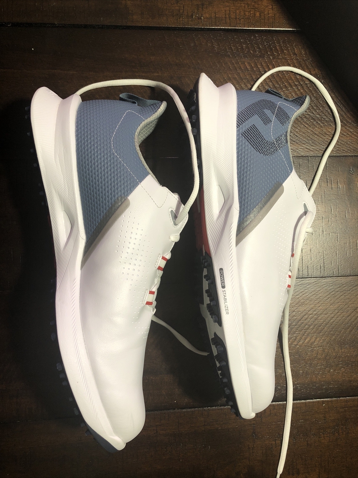 FootJoy Men's FJ Fuel Golf Shoe, White/Navy/Red Men’s Golf Shoe Size 11