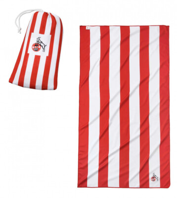 1. FC Köln Microfaser Badetuch - Streifen - im Beutel 90 x 160 cm Strandtuch
