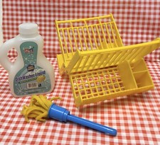 VTG Fisher Price Play Food Fun DISH DRAINER SCRUBBER Lot Pretend Tikes Kitchen