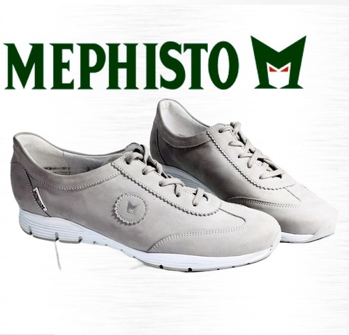 MEPHISTO US 10 UK 7.5 Yael Women's Leather Athletic Running Shoes Grey Silver