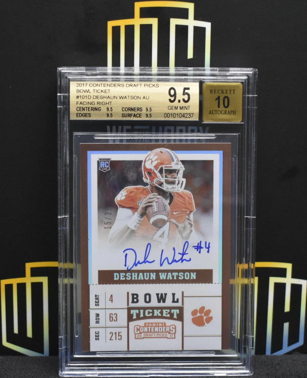 Deshaun Watson Panini Contenders Draft Picks #101 White Jersey-Autograph-Bowl Ticket