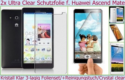 2 x Kristall klar Display Schutz Folie für Huawei Ascend Mate Clear Protector