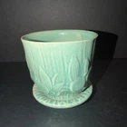 McCoy Sand Dollar Aqua Green 4" Planter w/attached Underplate c. 1940's-1950's