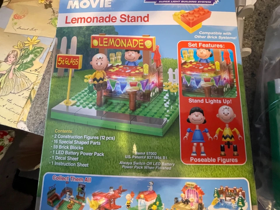 Snoopy Película LITE BRIX SOPORTE DE LIMONADA CACAHUETES “Caja abierta” + JUEGO DE BÉISBOL “Nuevo” Foto 2 de 4