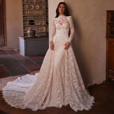 Customized Luxury Lace Mermaid Wedding Dresses For Woman Bride Dress Detachable