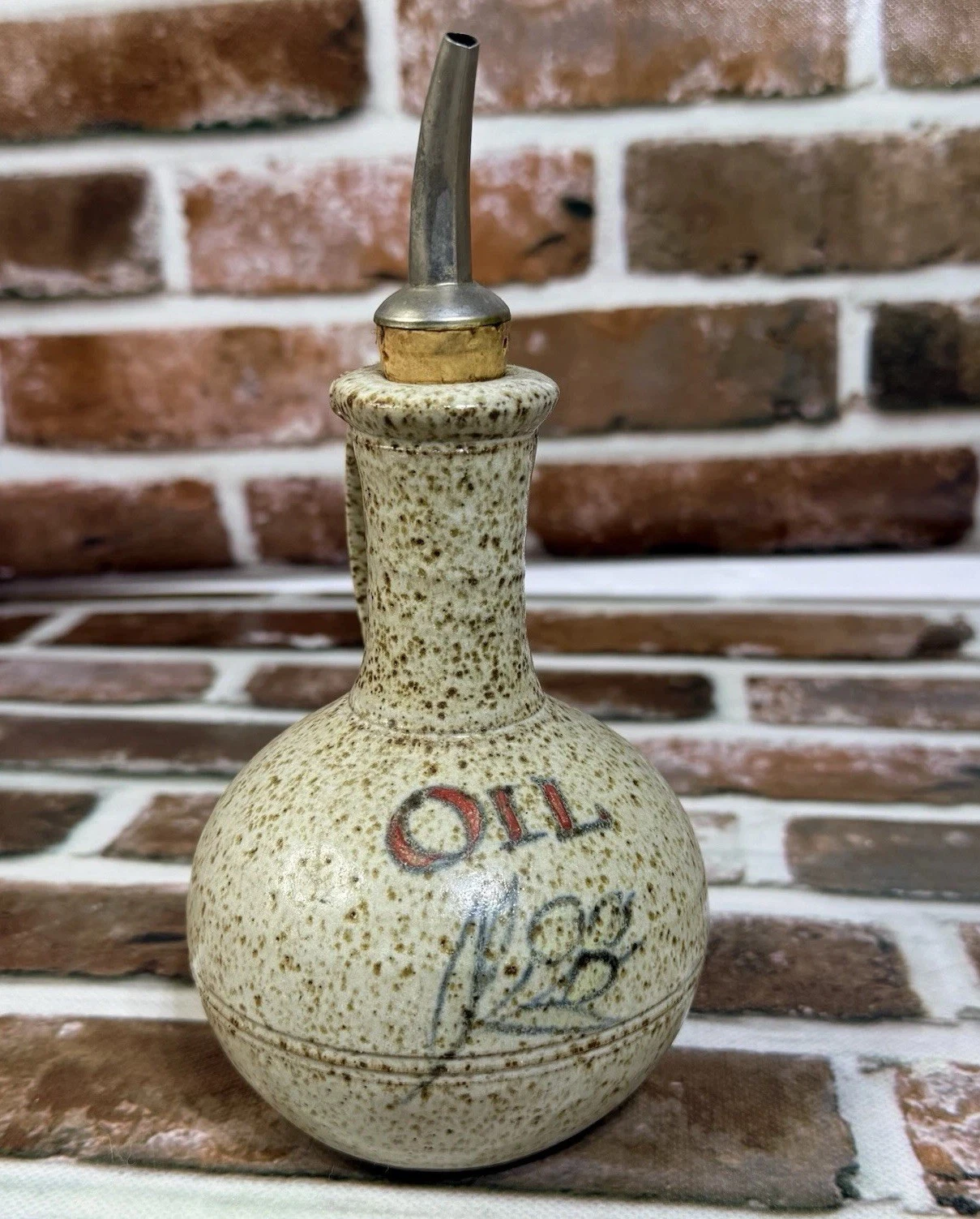 Studio Pottery Cruet Oil Dispenser 6” Cork