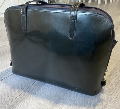 Jack Georges Women s Dark Green Milano Leather Laptop Tote Hand Bag *SEE PHOTOS