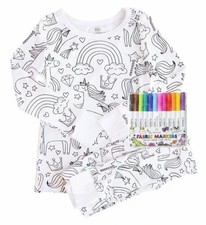 Caden Lane Color Me Pajamas Enchanted Unicorn 2-Pc Bamboo Set Kids Size 7/8 NWT