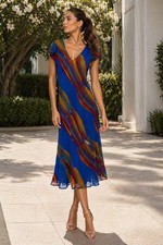 Sheer flutter sleeve fairy artistry retro Y2k dress side split feminine size 8