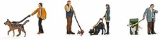 Noch Dogs on a Leash Figures - N Scale Model Railroad Figure - #36471