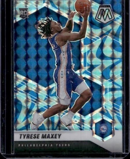 2020-21 Panini Mosaic #203 Tyrese Maxey Mosaic Reactive Blue