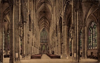 Ak Köln am Rhein, Innenansicht des Kölner Doms, hohe Säulen, bunte... - 4728717
