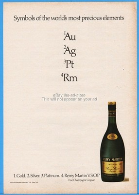 1979 Remy Martin Fine Champagne Cognac Chemical Symbols for Precious Elements Ad