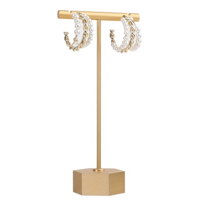Gold Metal Earring T Bar Stand, Single small earring hanger display, Retail e...