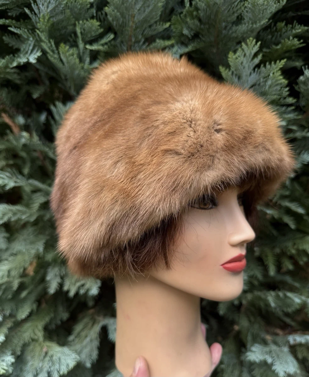 Schöne vintage Nerz Kappe Mütze Gr.M hellbraun  Sehr Guter Zustand