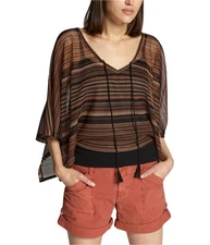 Sanctuary Clothing Womens Island Kimono Top Blouse, Brown, X-Small
