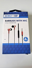 Mobile To Go Earbuds With Mic 3.5mm Connector Red 4ft Long Never Opened