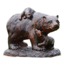 Aluminum Brown Bears Playtime Garden Statue