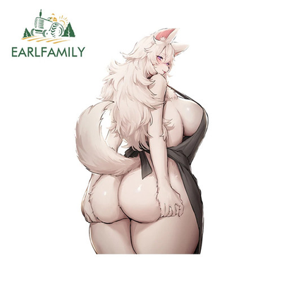 #ad #ad EARLFAMILY 5.1quot; Furry Wolf Female Original Accessories Motorcycle Car Stickers $4.59