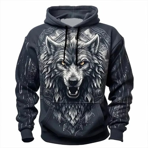Gray Wolf Art 3D Print Unisex Long Sleeve Pullover Hoodie HOT HOT new