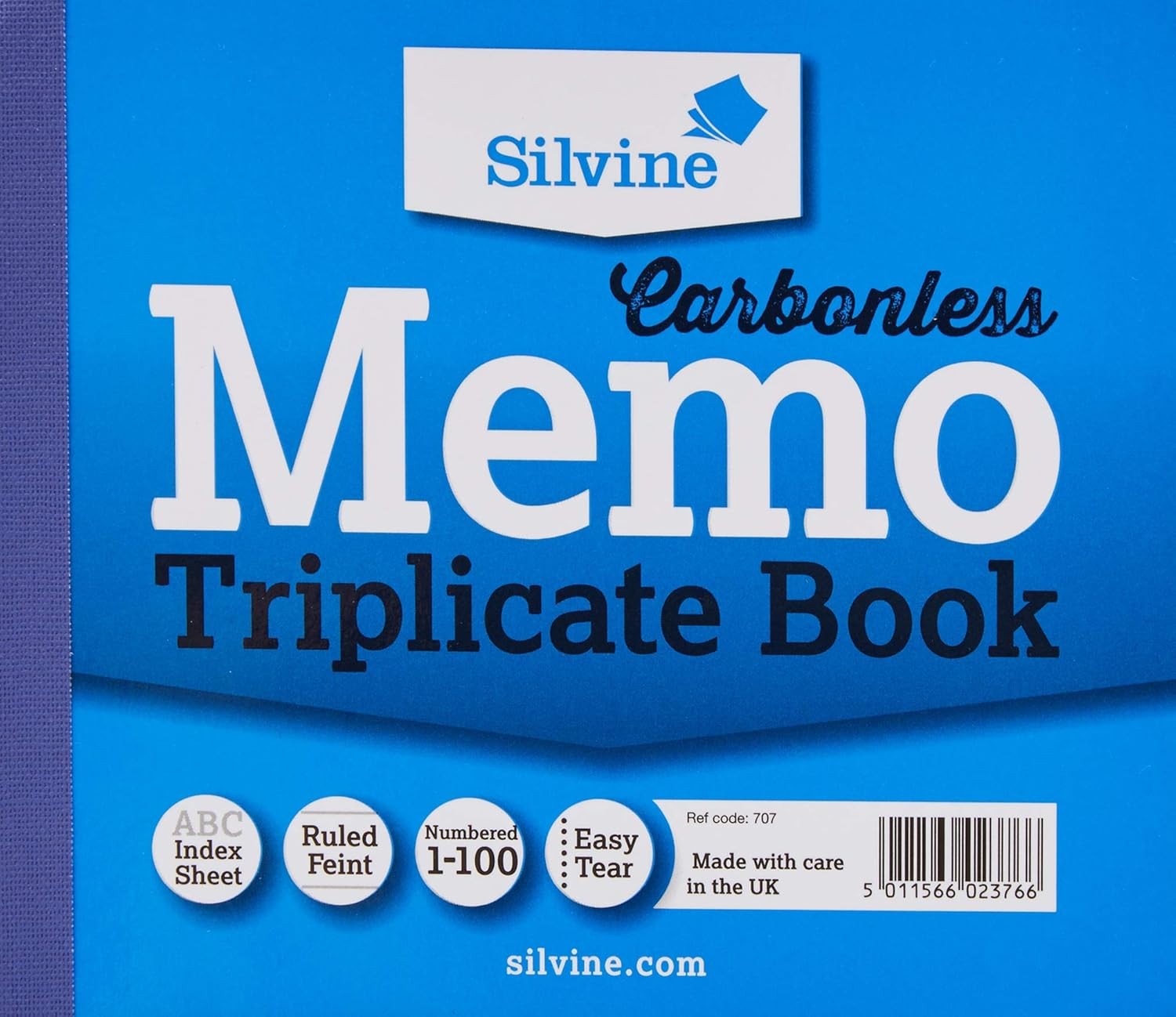 Silvine Carbonless Triplicate Memo Book - Numbered 1-100 with index sheet (102
