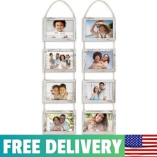 4x6 Hanging Picture Frames Collage with 8 Openings - Distressed White, 2 PK