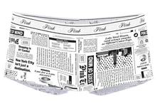 Victoria's Secret Pink Logo Cotton Boyshort Panty White Newspaper Print S M NEW