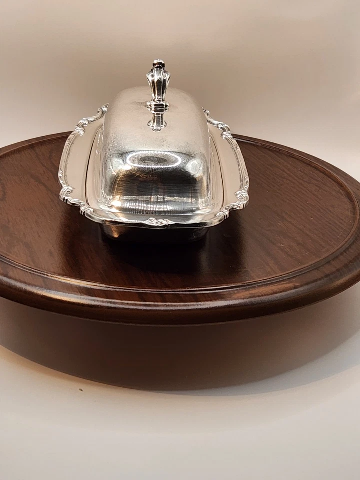 Plato de mantequilla de plata reflejo Roger Bros 1847 de colección con bandeja de vidrio y tapas Foto 2 de 4
