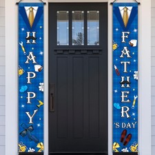 Happy Fathers Day Porch Sign Banner Decorations- Happy Father Day Blue Hanging D