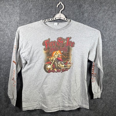 Delta Pro Weight T-Shirt Men's XL Gray Moto Fire & Ice Bike Rally Graphic Tee