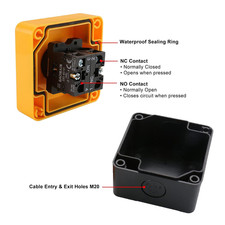 Emergency Stop Push Button Switch with Key 660V Red Latching ON OFF 10A 1NO 1NC