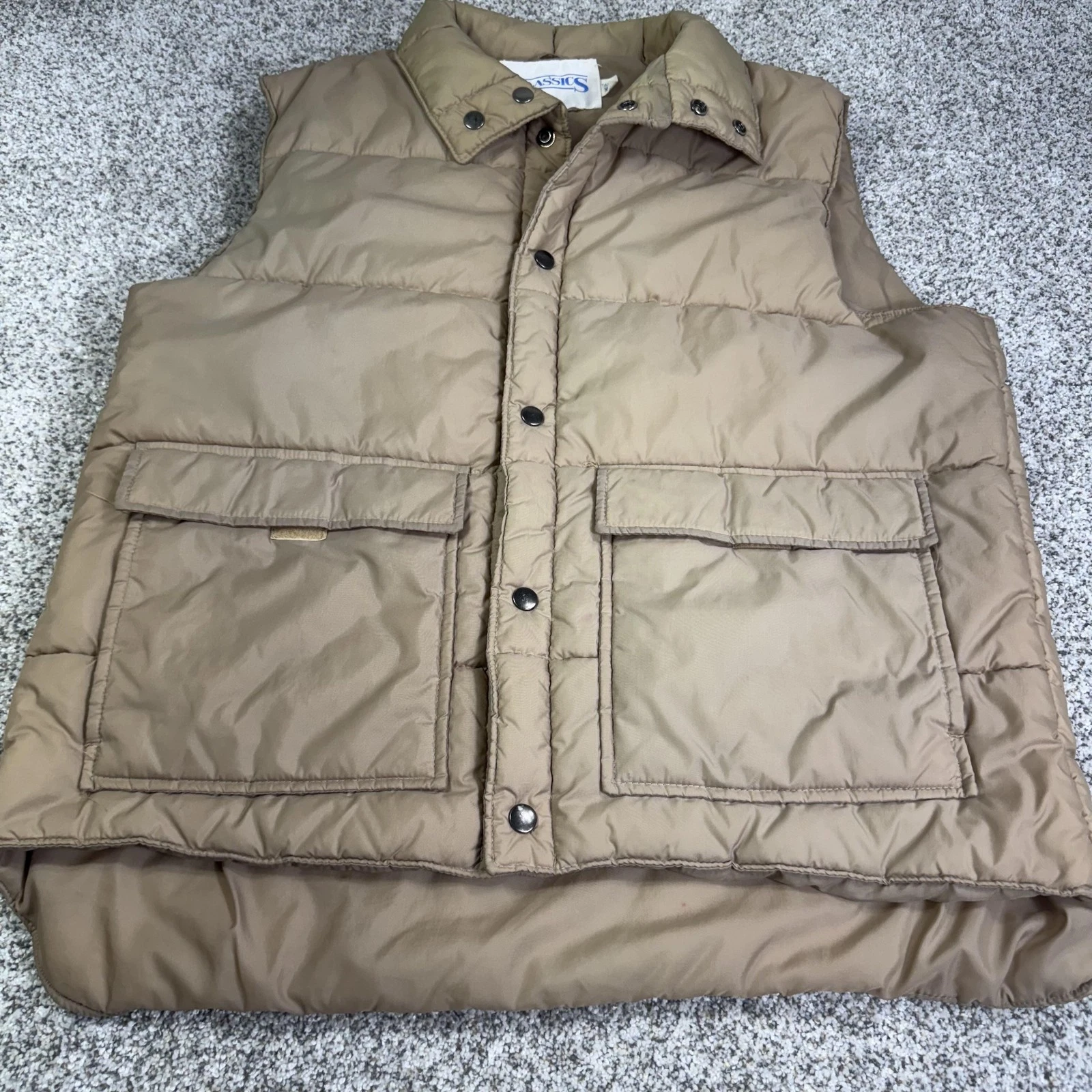 Vintage Classics Puffer Vest Mens XL Tall Brown Quilted Insulated Outdoors 90s