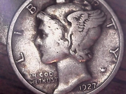 1927 SILVER MERCURY DIME - GRADES "VERY FINE"