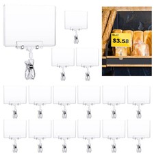 Mlici Clear Rotating Sign Holder with Clip, 16 PC Clips POP Swivel