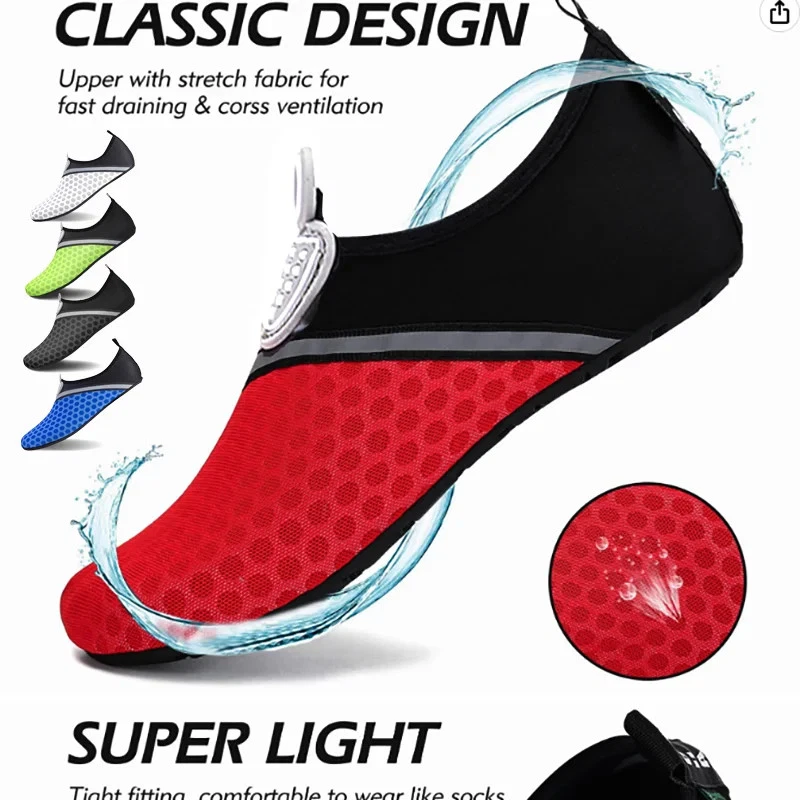 Water Sports Shoes Barefoot Quick-Dry Aqua Yoga Socks Slip-on for Men Women Red
Opens in a new windo