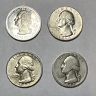 Washington Quarter Lot of 4 Silver Coins 2007-S Idaho, 1963-D, 1964-D, 1942.