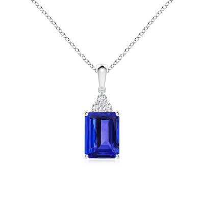 ANGARA 1,56 kt natürlicher Tansanit Anhänger Halskette mit Diamant in Sterlingsilber