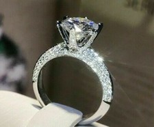 3Ct Round Cut Lab Created Diamond Engagement Wedding Ring 14k White Gold Plated