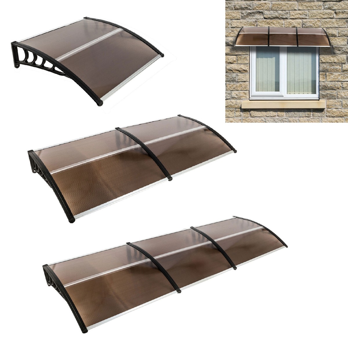 Polycarbonate Awning 40 Inch 40-inch Door Awning - Bracket-Free ...