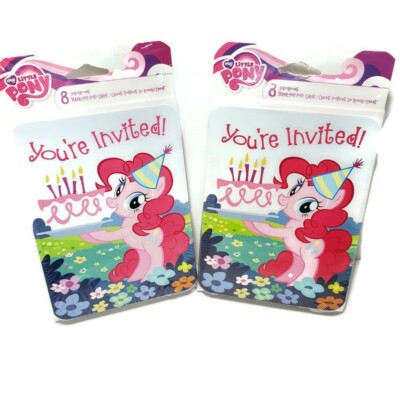 My Little Pony Birthday Party (16) Invitations & (16) Thank You Post Cards Kids 