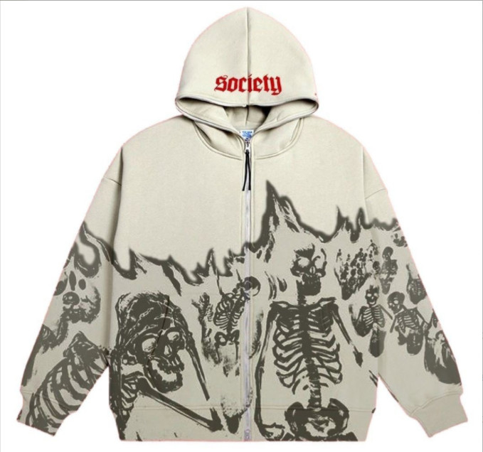 Y2K Emo Men Streetwear Vintage Skull Hoodie Zip Up Hoodies Grunge Oversized  UK！！ | eBay