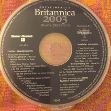 Encyclopaedia Britannica 2003 Ready Reference PC CD-ROM Windows Mac Disc