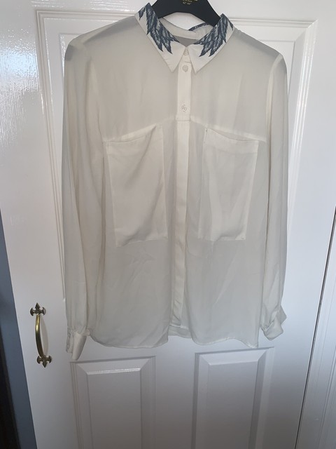 sheer white button up