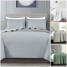Chezmoi Collection Yuma 3-piece Stitched Cotton Quilt Set, Washed Bedspread Set